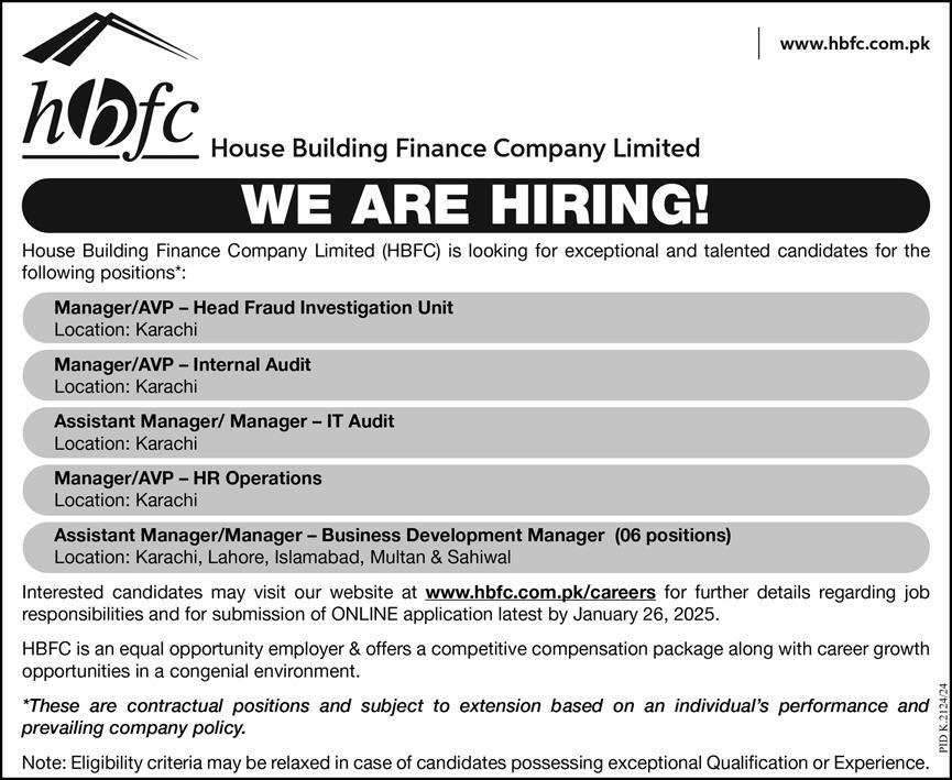 House Building Finance Company HBFC Jobs 2025 